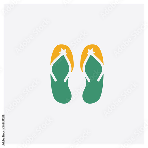 Flip flops concept 2 colored icon. Isolated orange and green Flip flops vector symbol design. Can be used for web and mobile UI/UX