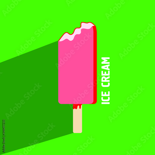 Ice lolly. Color  ice-cream of different taste with  toppings. Summer dessert. Vector illustration