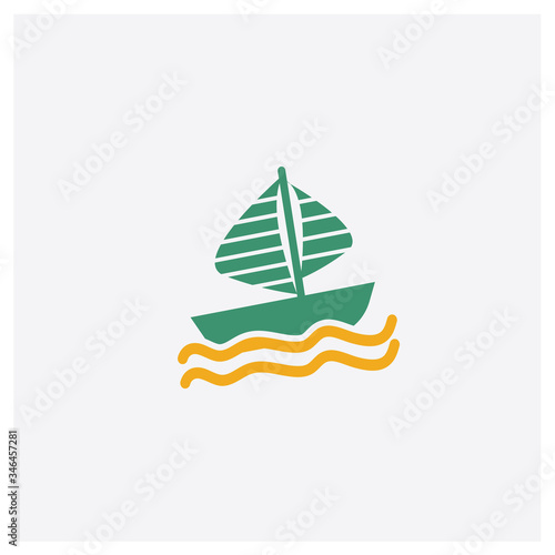 Sailboat concept 2 colored icon. Isolated orange and green Sailboat vector symbol design. Can be used for web and mobile UI/UX © MMvectors