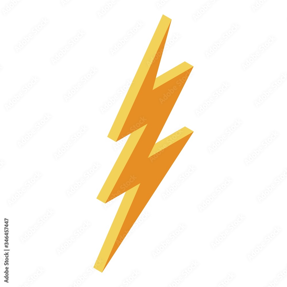 Yellow thunder arrow icon. Isometric of yellow thunder arrow vector icon for web design isolated on white background Yellow thunder arrow icon. Isometric of yellow thunder arrow vector icon for web design isolated on white background