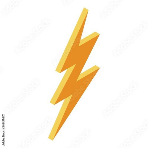 Yellow thunder arrow icon. Isometric of yellow thunder arrow vector icon for web design isolated on white background