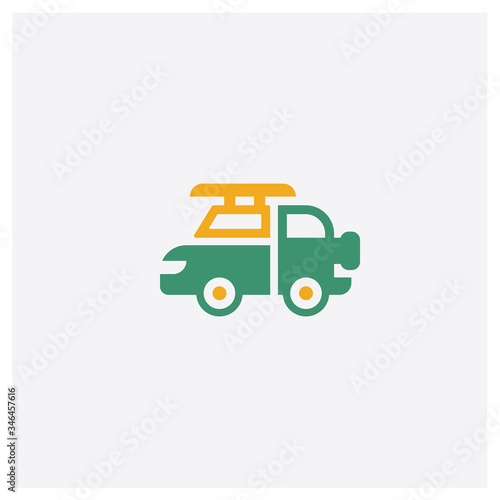 All terrain concept 2 colored icon. Isolated orange and green All terrain vector symbol design. Can be used for web and mobile UI/UX