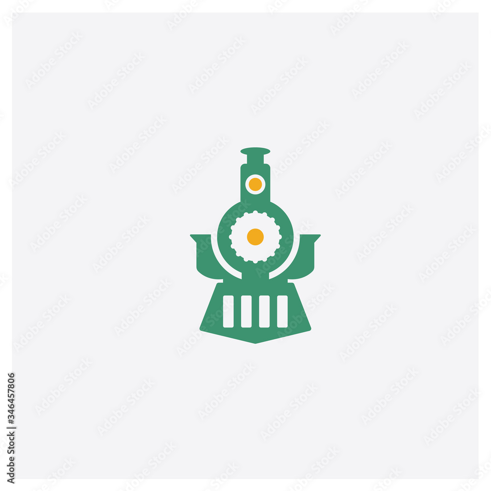 Train Front concept 2 colored icon. Isolated orange and green Train Front vector symbol design. Can be used for web and mobile UI/UX