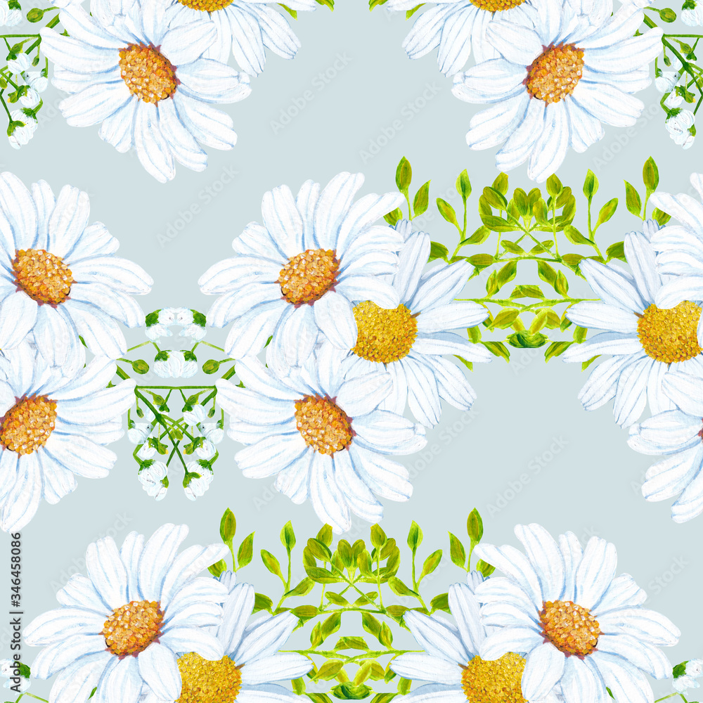 seamless pattern design with daisy flowers