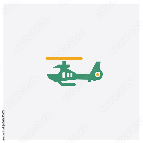 Helicopter concept 2 colored icon. Isolated orange and green Helicopter vector symbol design. Can be used for web and mobile UI/UX