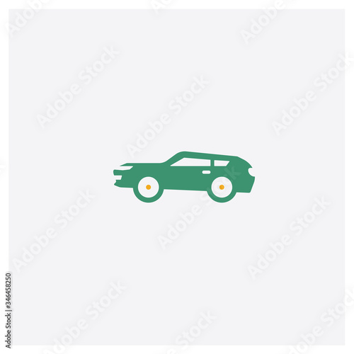 Car concept 2 colored icon. Isolated orange and green Car vector symbol design. Can be used for web and mobile UI UX