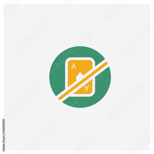 No gambling concept 2 colored icon. Isolated orange and green No gambling vector symbol design. Can be used for web and mobile UI/UX