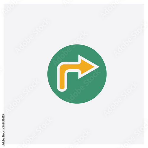 Free Download Turn right concept 2 colored icon. Isolated orange and green Turn right vector symbol design. Can be used for web and mobile UI/UX - GFXLoad