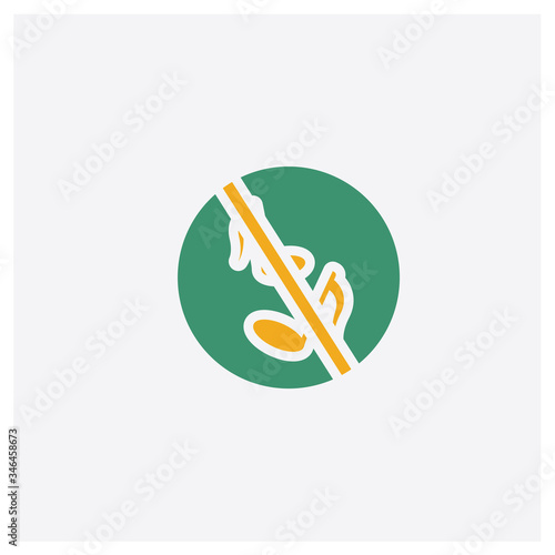 No music concept 2 colored icon. Isolated orange and green No music vector symbol design. Can be used for web and mobile UI/UX