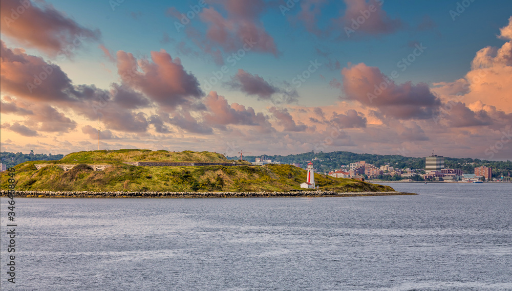 A small white lighthouse near Halifax, Nova Scotia