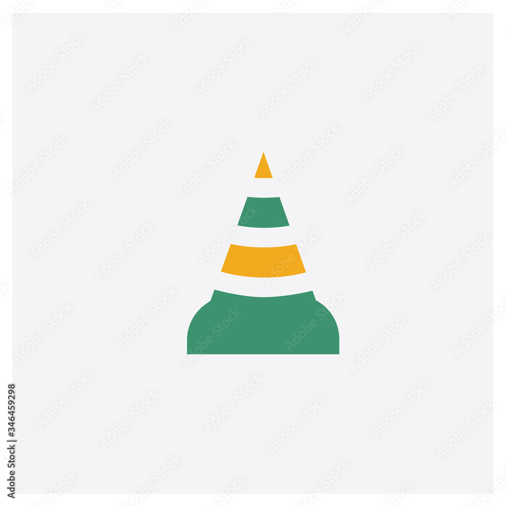 Traffic cone concept 2 colored icon. Isolated orange and green Traffic cone vector symbol design. Can be used for web and mobile UI/UX