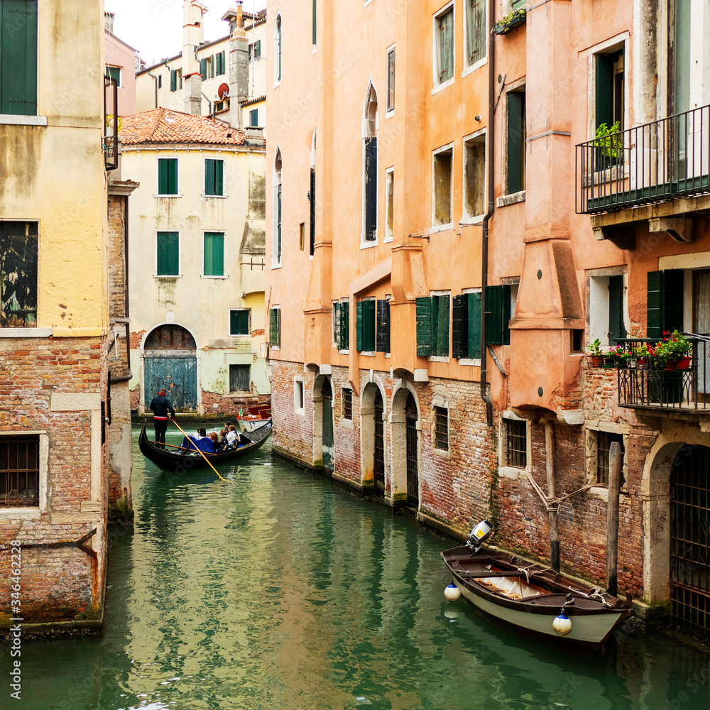 City scenery with gondola in Venice, Italy