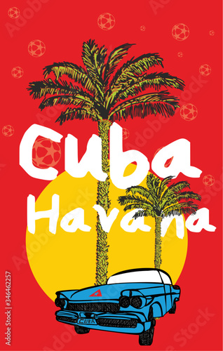 Cuba Havana print and embroidery graphic design vector art