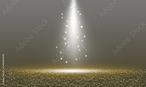 Abstract illustration bokeh light on golden background photo