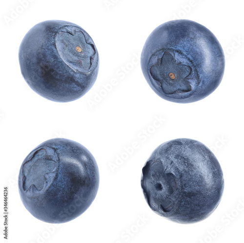 Set of tasty ripe blueberries on white background