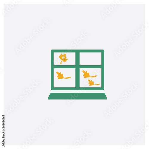 Autumn concept 2 colored icon. Isolated orange and green Autumn vector symbol design. Can be used for web and mobile UI UX