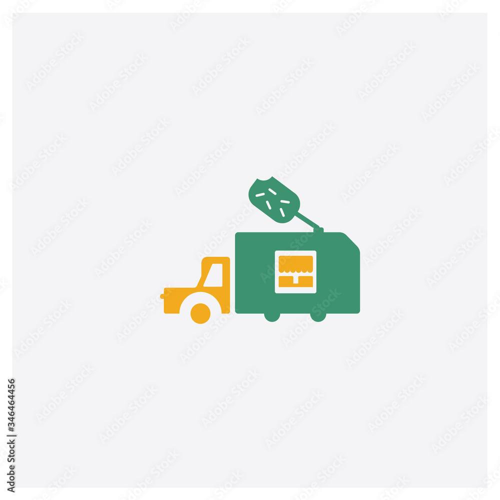 Fotografie Ice cream cart concept 2 colored icon