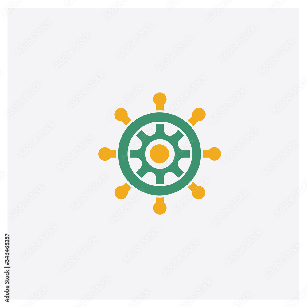 Buddhism concept 2 colored icon. Isolated orange and green Buddhism vector symbol design. Can be used for web and mobile UI/UX