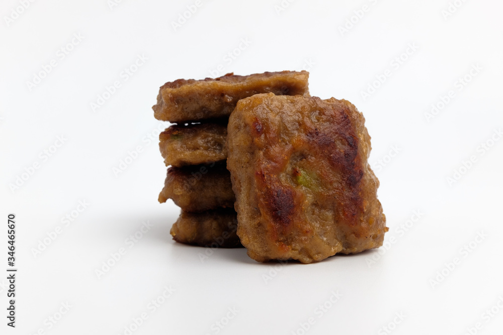 Dishes made with mashed meat with background Dishes made with mashed meat with background
