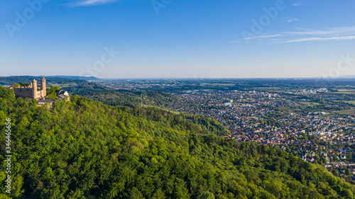 Panoramic aerial view of the German town Bensheim in summer during daytime