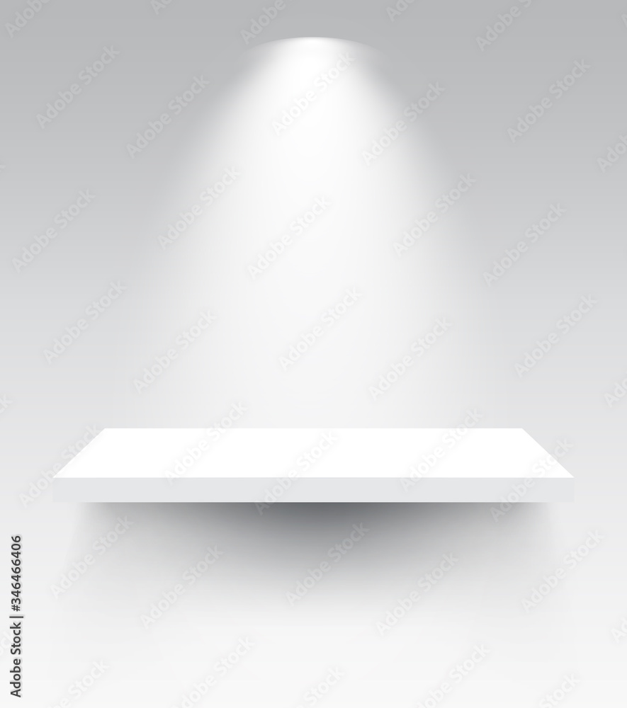 Shelves with spotlight vector illustrations. Shelves with spotlight vector illustrations.