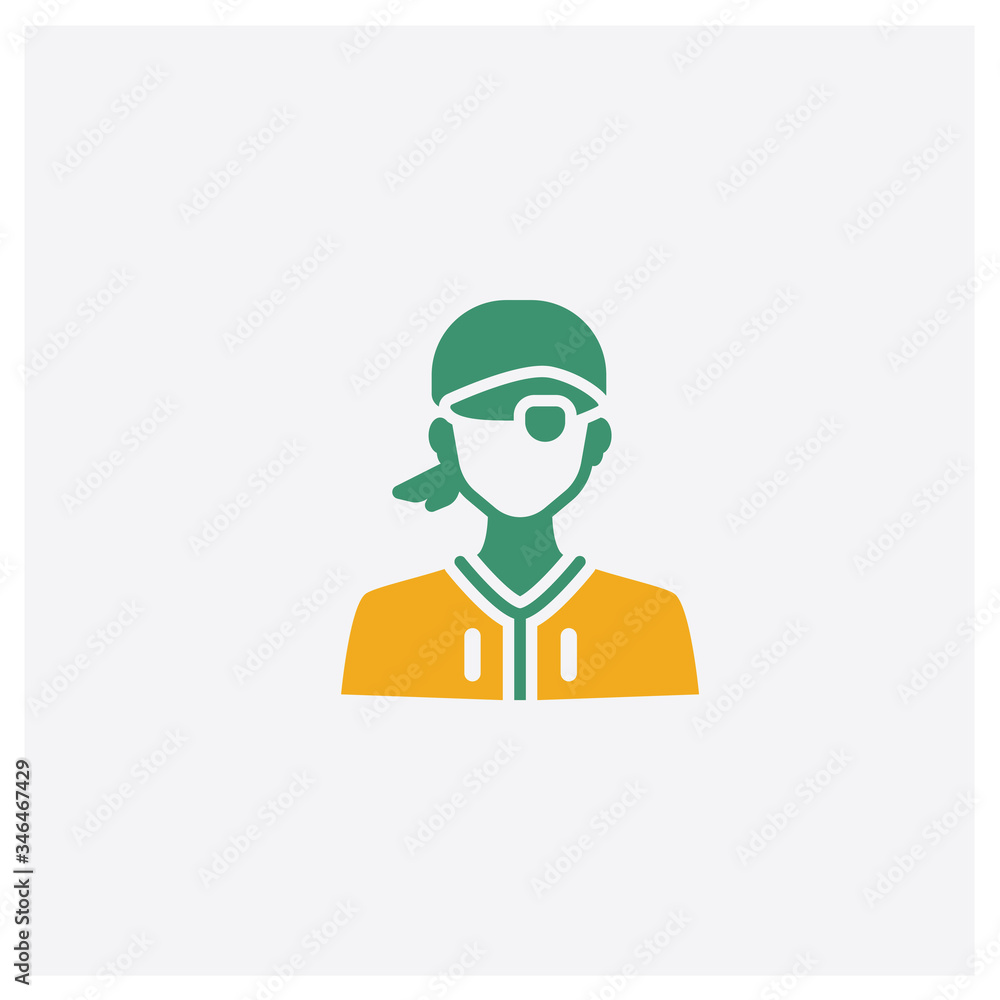 Pirate concept 2 colored icon. Isolated orange and green Pirate vector symbol design. Can be used for web and mobile UI/UX