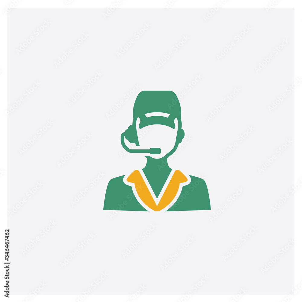 Clerk concept 2 colored icon. Isolated orange and green Clerk vector symbol design. Can be used for web and mobile UI/UX