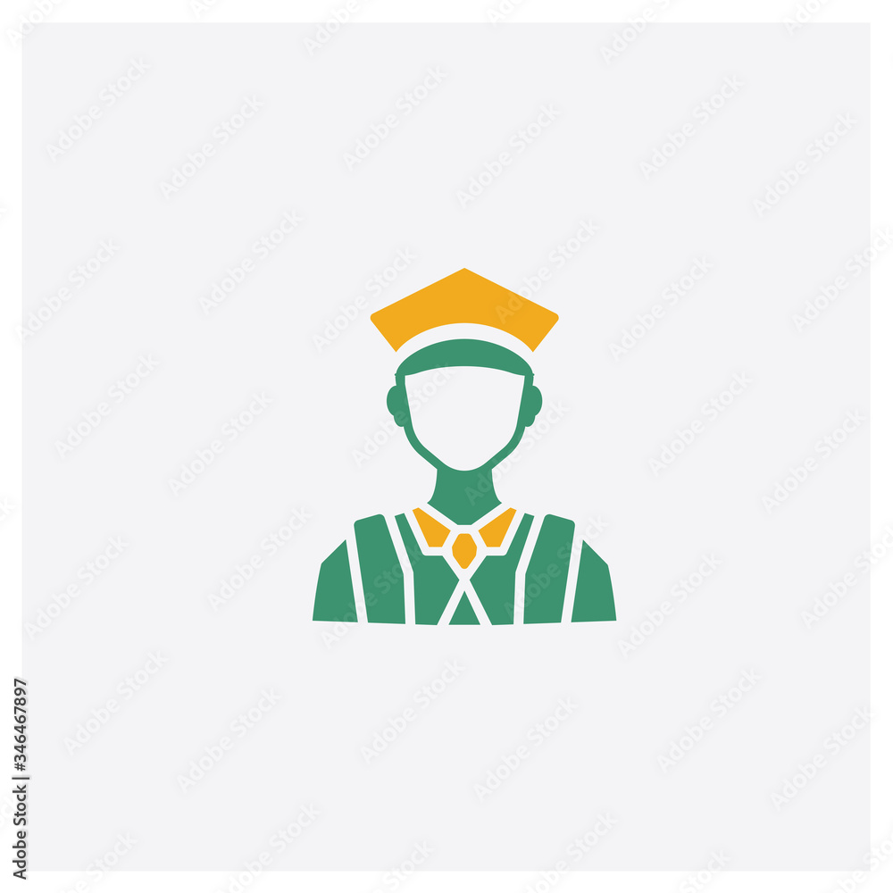 Student concept 2 colored icon. Isolated orange and green Student vector symbol design. Can be used for web and mobile UI/UX