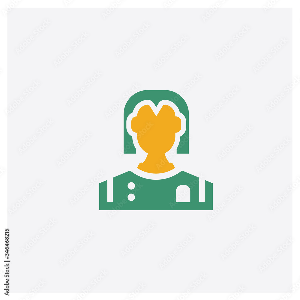Nurse concept 2 colored icon. Isolated orange and green Nurse vector symbol design. Can be used for web and mobile UI/UX