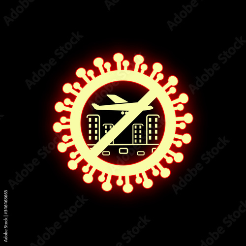 isolated vector image. a ban on flights during the epidemic of the coronavirus. States closed the border. the ban on travel. the closure of airports. landing the plane.