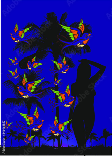 Tattoo tribal birds print and embroidery graphic design vector art