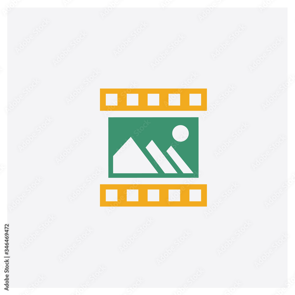Picture concept 2 colored icon. Isolated orange and green Picture vector symbol design. Can be used for web and mobile UI/UX