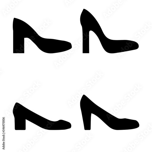 Demi-season women's shoes. Fashionable high heel shoes. Leather shoes for the cold season. Vector graphics.