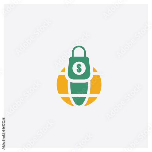 Marketing concept 2 colored icon. Isolated orange and green Marketing vector symbol design. Can be used for web and mobile UI/UX photo