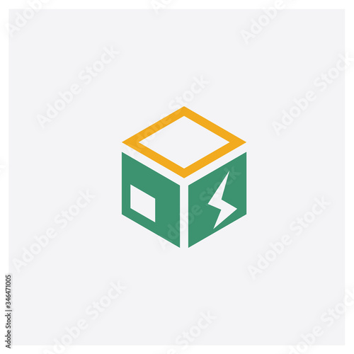Box concept 2 colored icon. Isolated orange and green Box vector symbol design. Can be used for web and mobile UI/UX