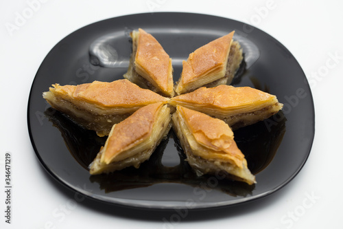 Home Made Turkish Baklava on plate photo