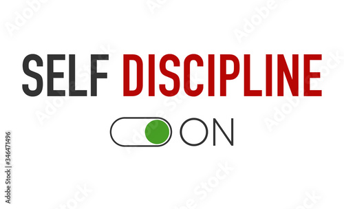 Self Discipline and Motivation concept. Self control system, self management, target, productivity with on button. Vector illustration on white background