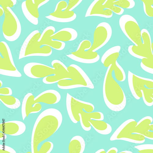 Hand drawn floral seamless repeat pattern. Spring, summer flowers, leaves trendy colors. Bold fabric design, textile print, gift wrapping paper, wall art, home decor. Vector illustration.