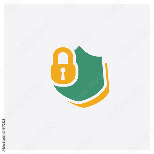 Shield concept 2 colored icon. Isolated orange and green Shield vector symbol design. Can be used for web and mobile UI/UX