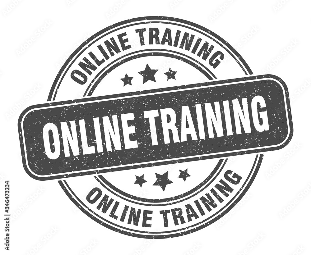 online training stamp. online training label. round grunge sign