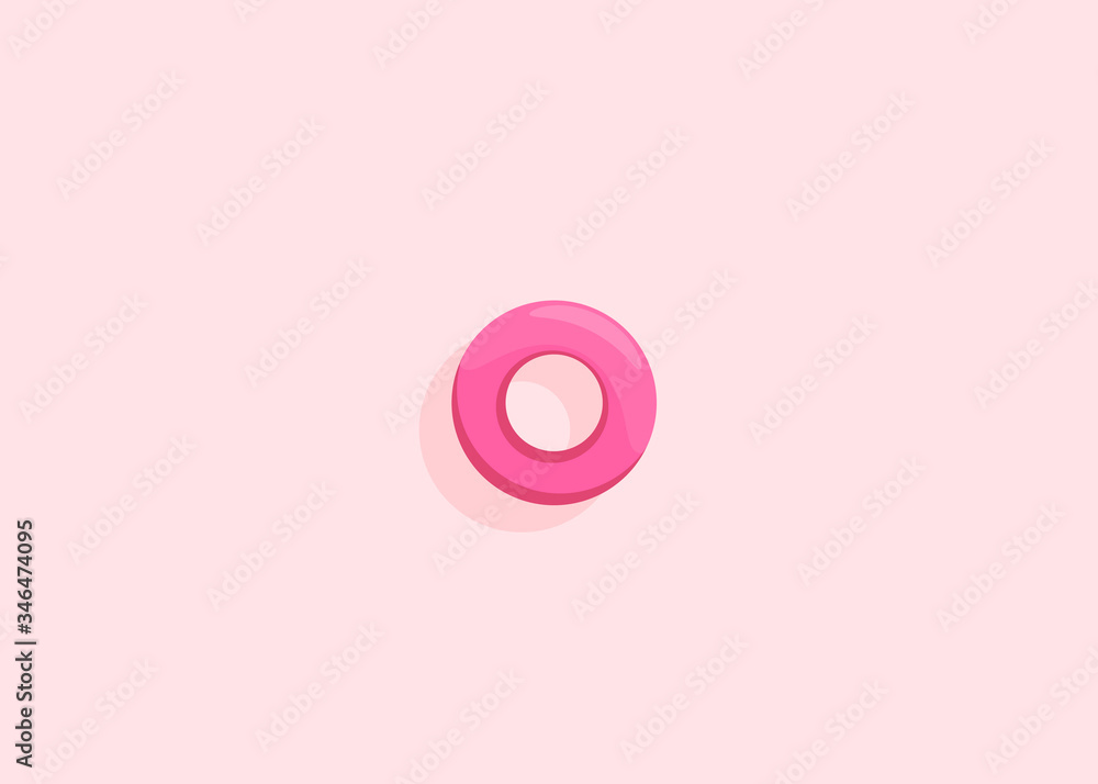 Pink circle for swimming in the pool or sea on pink background in a minimal style. Pink circle for swimming in the pool or sea on pink background in a minimal style.