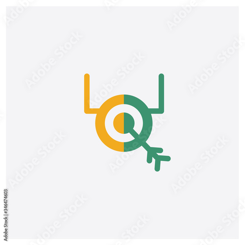 Goals concept 2 colored icon. Isolated orange and green Goals vector symbol design. Can be used for web and mobile UI/UX