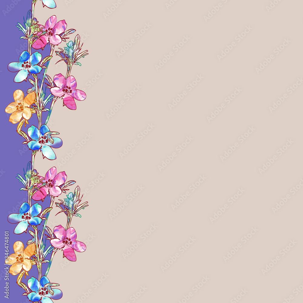 Field flowers seamless garland Field flowers seamless garland