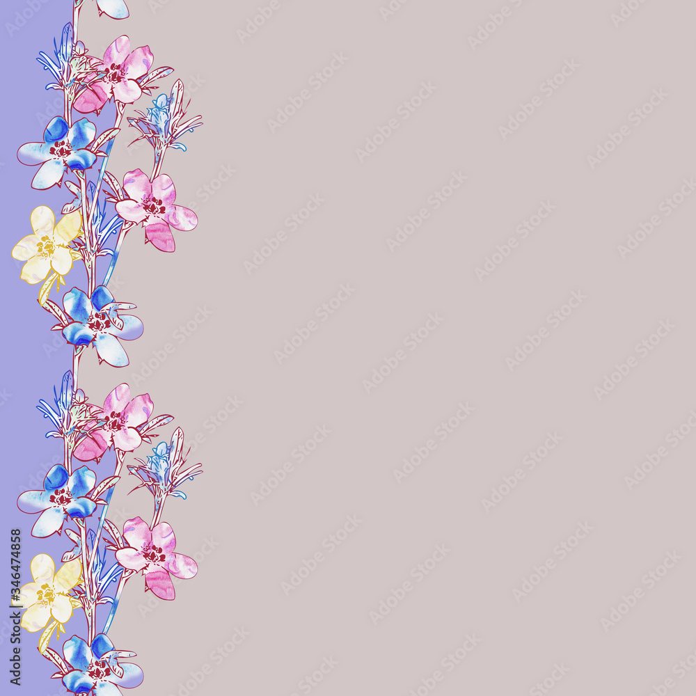 Field flowers seamless garland Field flowers seamless garland
