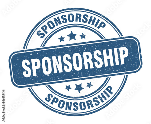 sponsorship stamp. sponsorship label. round grunge sign