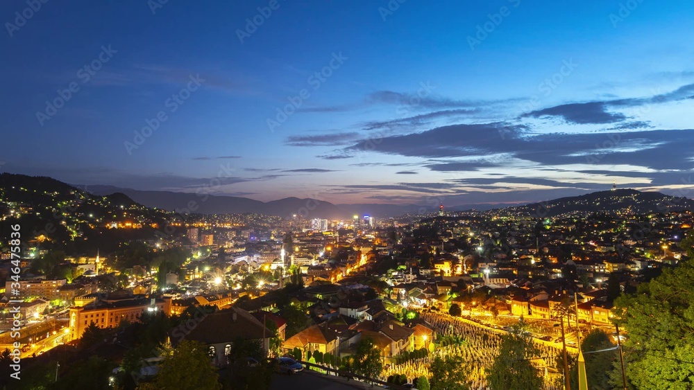 Night cityscape of Sarajevo, Bosnia and Herzegovina
