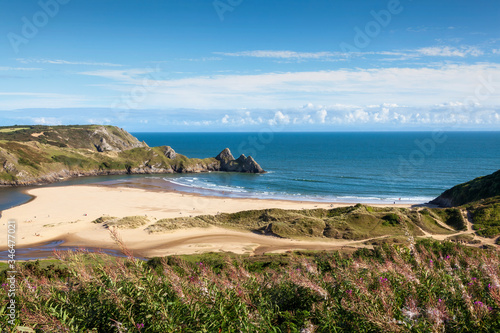 Wallpaper Mural Three Cliffs Bay on the Gower Peninsular West Glamorgan Wales which is a popular