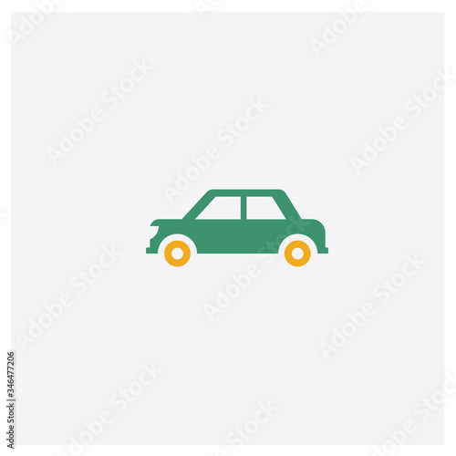 Rectangular Car concept 2 colored icon. Isolated orange and green Rectangular Car vector symbol design. Can be used for web and mobile UI/UX