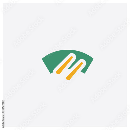 Glass wiper concept 2 colored icon. Isolated orange and green Glass wiper vector symbol design. Can be used for web and mobile UI/UX