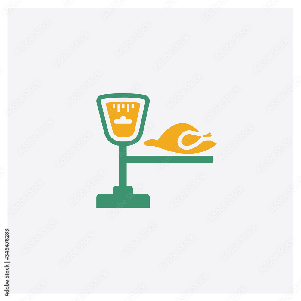 Shop Scale concept 2 colored icon. Isolated orange and green Shop Scale vector symbol design. Can be used for web and mobile UI/UX